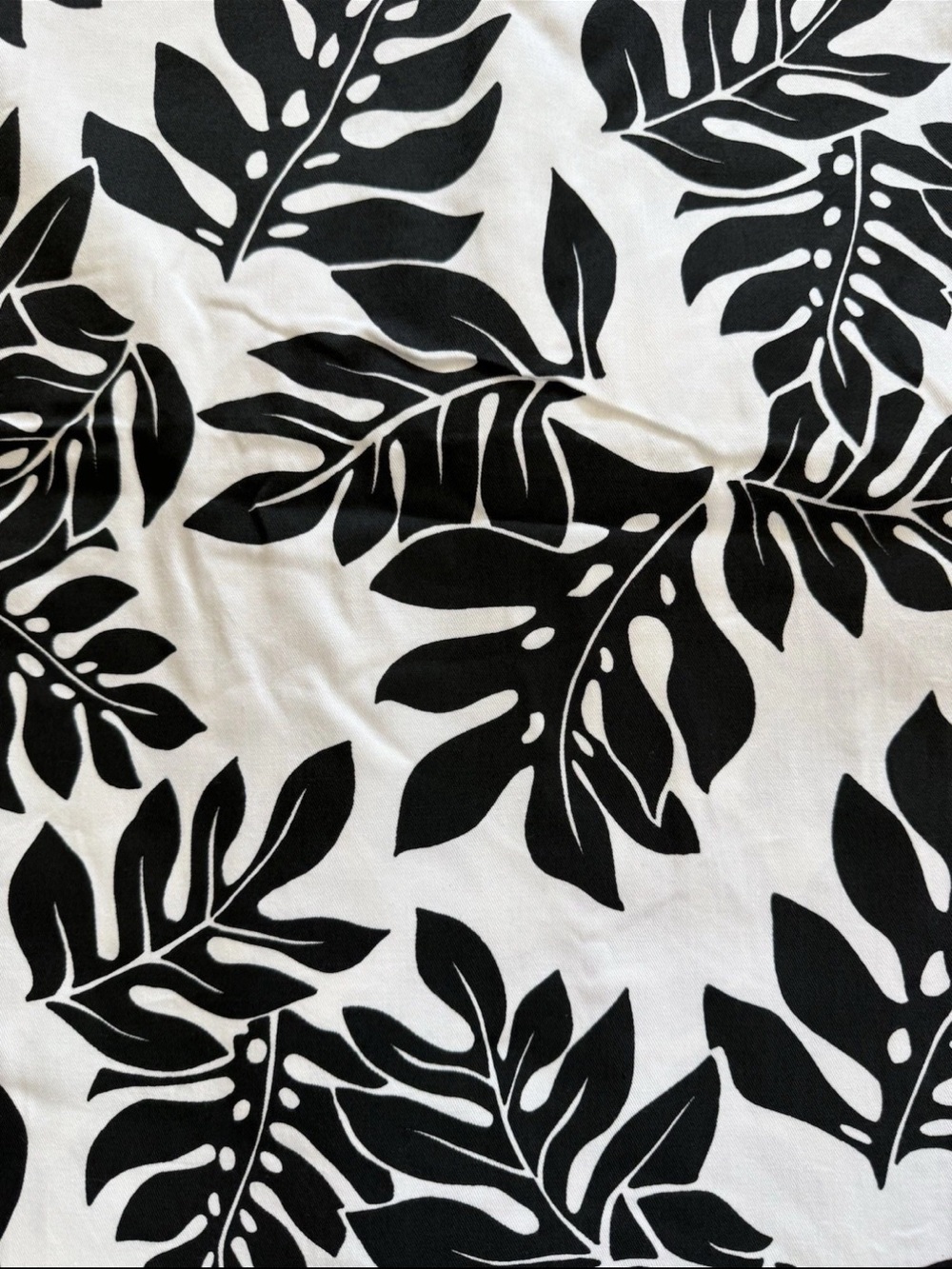 Vintage Hawaiian Textiles Fabric Black & White Leaves  #L1835 2 yards + 23"Lx58"